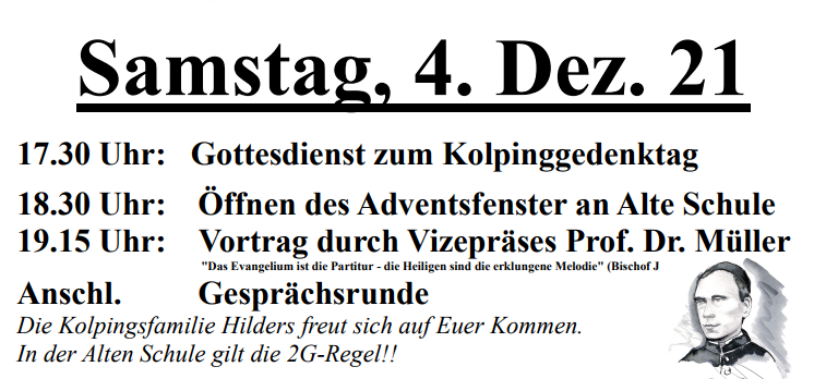 KF Hilders lädt ein zum Kolpinggedenktag